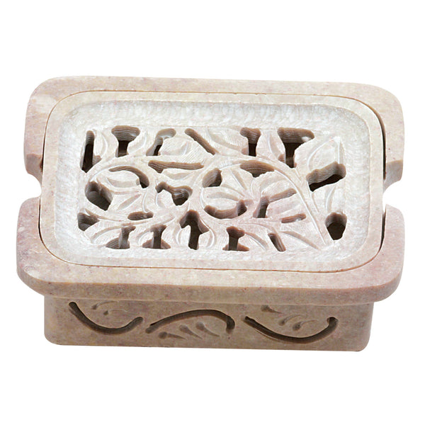 Carved Floral Soapdish - Soapstone
