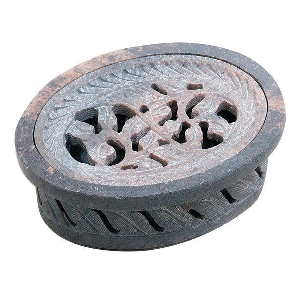 Twin Vines Oval Soapdish - Soapstone