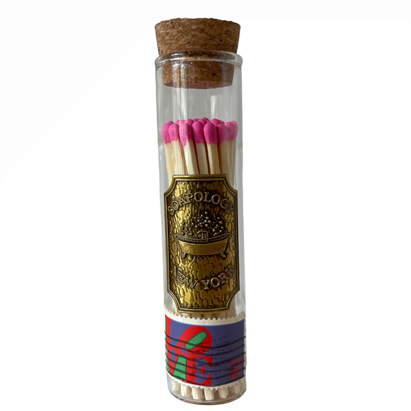 Small Gilded Match Jar - Pink (various stamps)