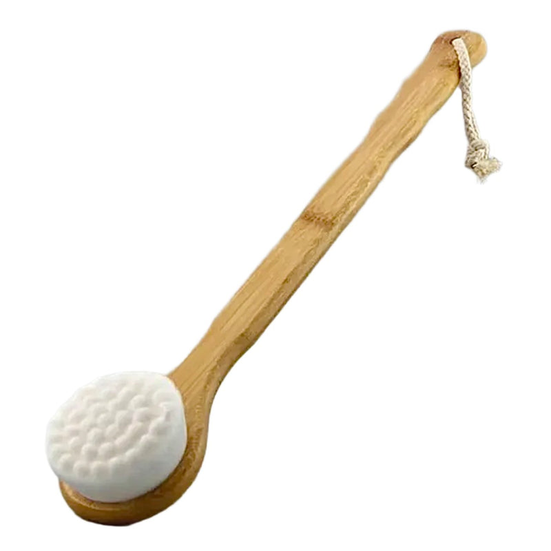 Soft Exfoliating Brush Long Handle - Bubbled White