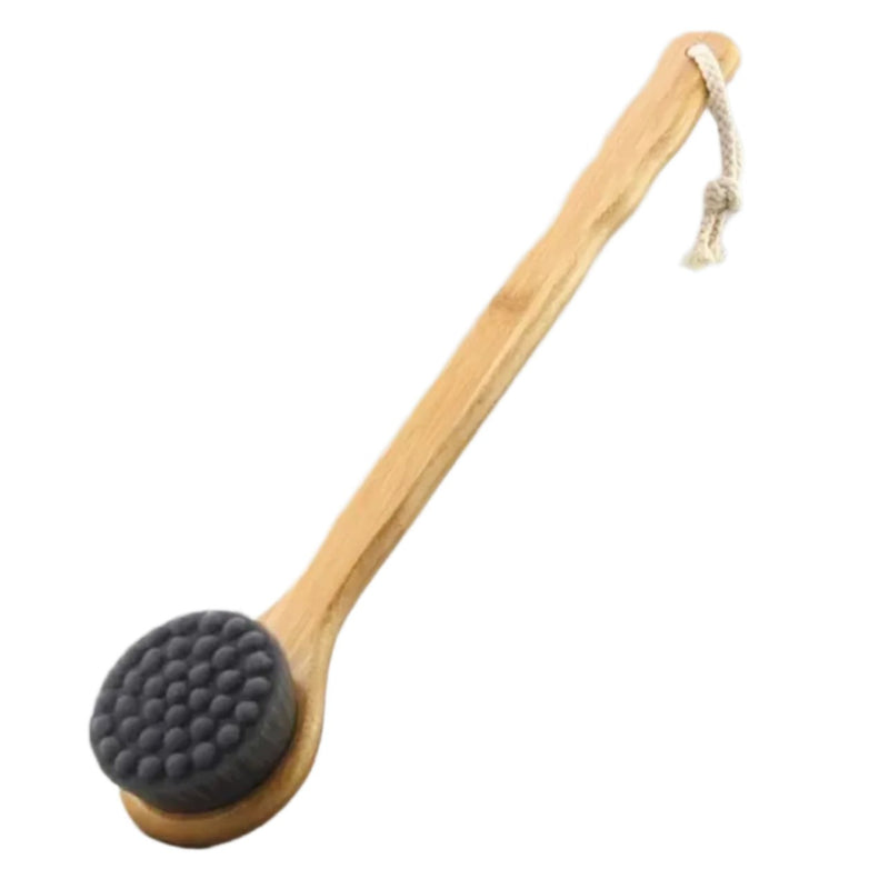 Soft Exfoliating Brush Long Handle - Bubbled Black