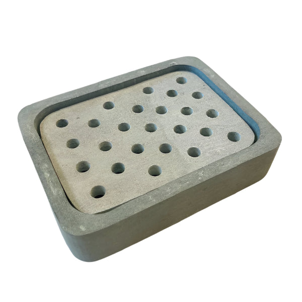 Handmade Soapstone Soap Tray - Grey Rectangle