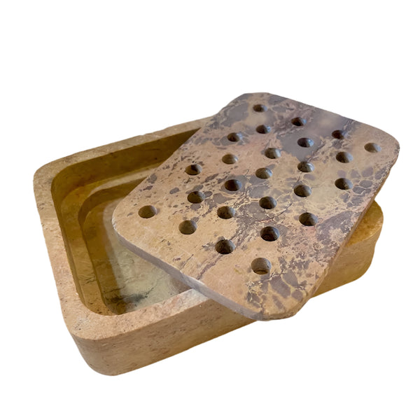 Handmade Soapstone Soap Tray - Light Rectangle