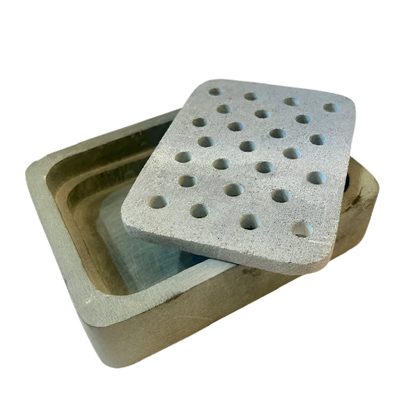 Handmade Soapstone Soap Tray - Grey Rectangle