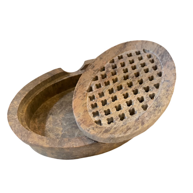 Handmade Soapstone Soap Tray - Round Light Monet