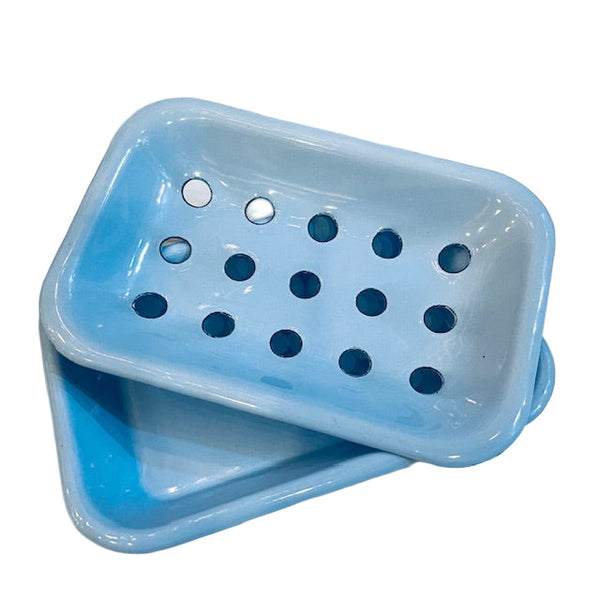 Soap Dish - Enamel Soap Tray - Light Blue