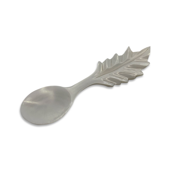 Spoon: White Leaf Shaped