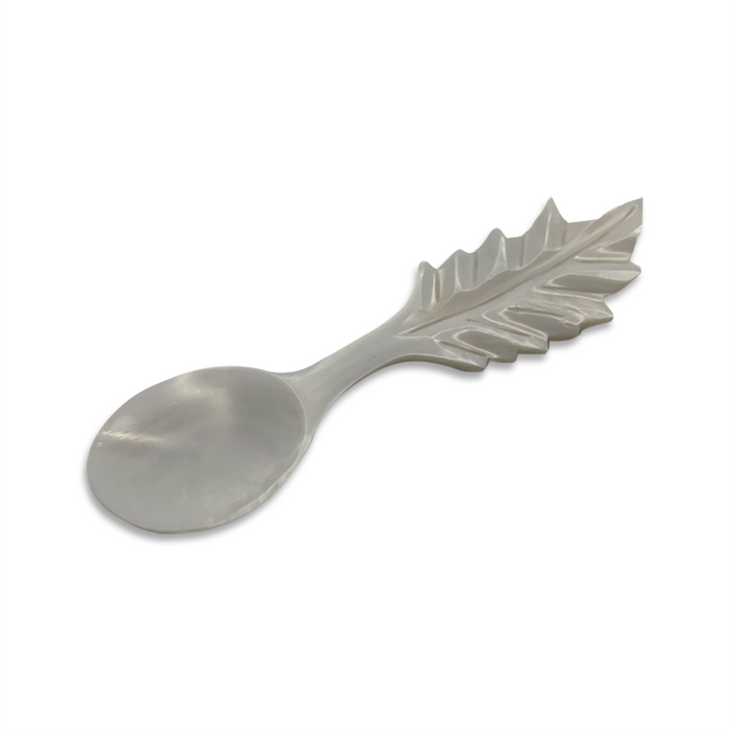 Spoon: White Leaf Shaped